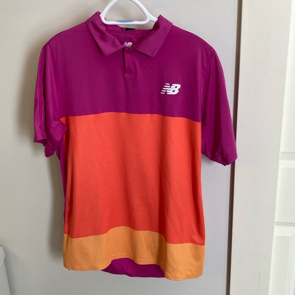New Balance Tournament Men's Tennis Polo - Purple / Orange Size S - Picture 3 of 7